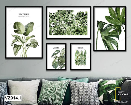 Bộ 5 Tranh Cây Lá Tươi Mát - VZ914.1