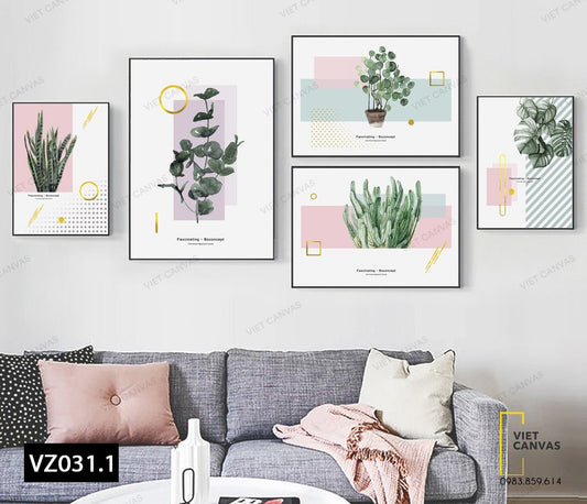 Bộ 5 Tranh Cây Và Lá - VZ031.1