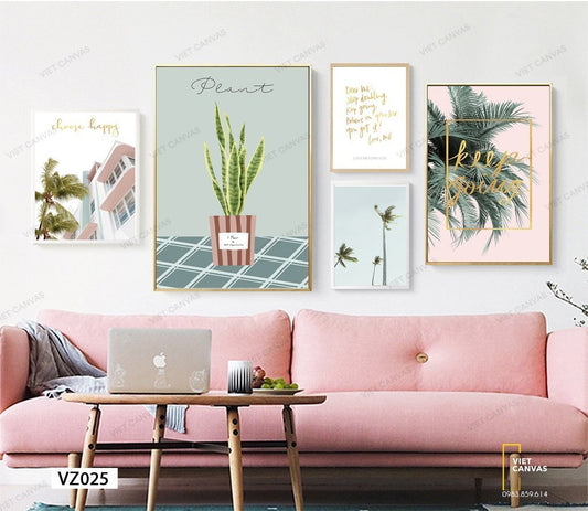 Bộ 5 Tranh Cây Dừa Và Quotes - VZ025