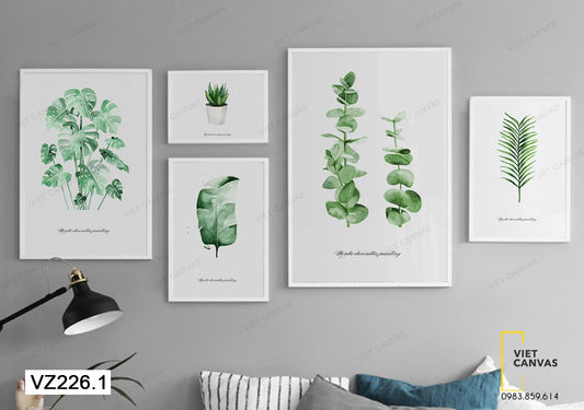 Bộ 5 Tranh Lá Cây Tươi Mát - VZ226.1