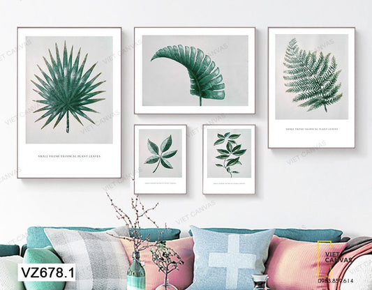 Bộ 5 Tranh Lá Cây Tươi Mát - VZ678.1
