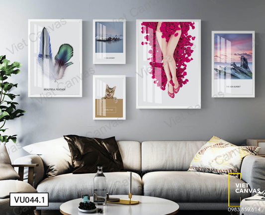 Bộ 5 Tranh Cô Gái Và Lông Vũ - VU044.1