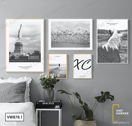 Bộ 5 Tranh Chú Ngựa Và Biển - VW878.1