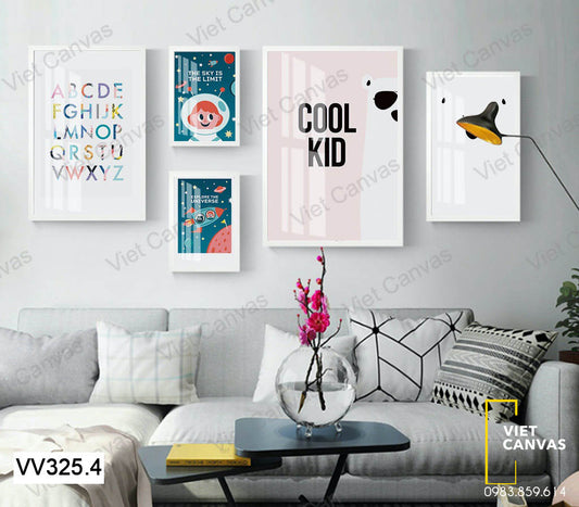 Bộ 5 Tranh Phi Hành Gia Nhí Và Quotes - VV325.4