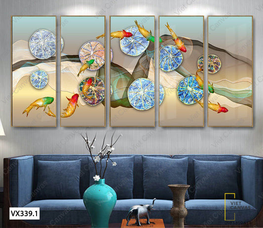 Bộ 5 Tranh Đàn Cá Bơi Lội - VX339.1