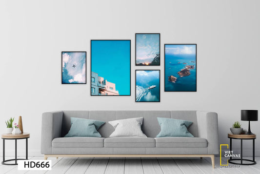 Bộ 5 Tranh Bầu Trời Và Biển Cả Xanh Mát - HD666