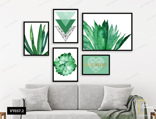 Bộ 5 Tranh Lá Cây Xanh - VY037.2