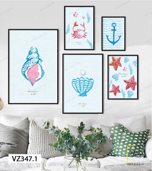 Bộ 5 Tranh Động Vật Biển - VZ347.1