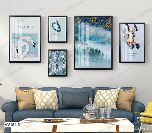 Bộ 5 Tranh Động Vật, Lá Cây Và Cánh Rừng Ấn Tượng - VV154.3
