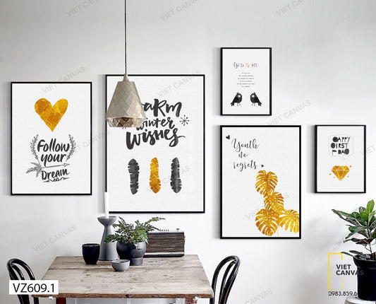 Bộ 5 Tranh Quotes Đơn Giản - VZ609.1