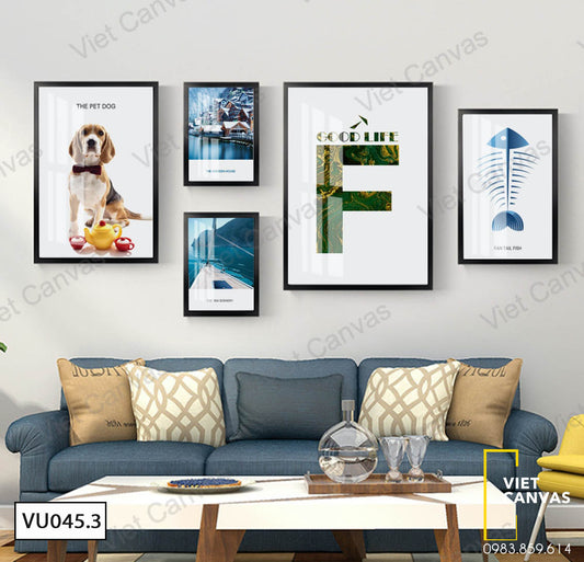 Bộ 5 Tranh Chú Chó Và Xương Cá - VU045.3