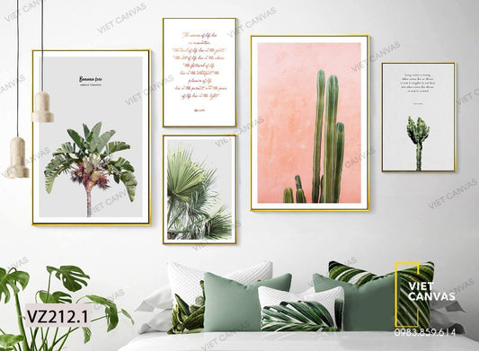 Bộ 5 Tranh Cây Xanh Và Quotes - VZ212.1