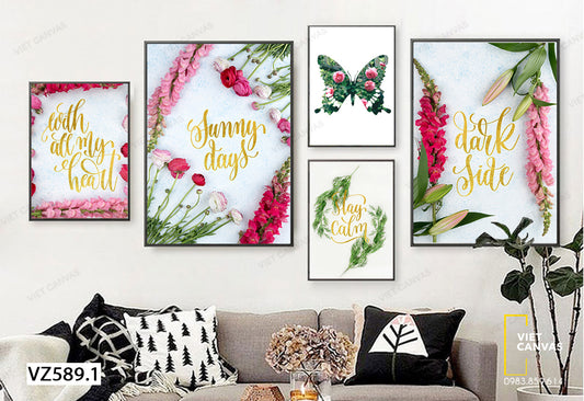 Bộ 5 Tranh Hoa Lá Ngọt Ngào - VZ589.1