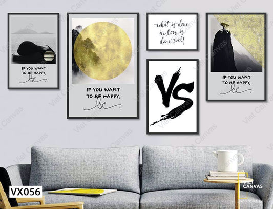 Bộ 5 Tranh Bờ Biển, Khu Rừng Và Quotes - VX056