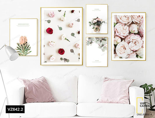 Bộ 5 Tranh Hoa Hồng Nở Rộ - VZ642.2