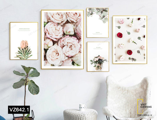 Bộ 5 Tranh Hoa Hồng Ấn Tượng - VZ642.1
