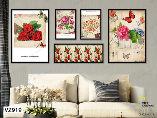 Bộ 5 Tranh Hoa Hồng Ngọt Ngào - VZ919