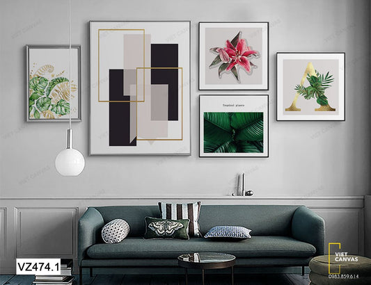 Bộ 5 Tranh Hoa Lá Khoe Sắc - VZ474.1