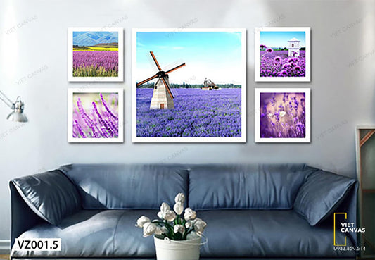 Bộ 5 Tranh Hoa Lavender Toả Hương Sắc - VZ001.5