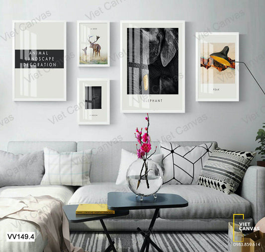 Bộ 5 Tranh Hươu Và Những Cảnh Vật Đặc Sắc - VV149.4