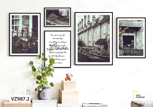 Bộ 5 Tranh Khung Cảnh Quanh Nhà Và Quotes - VZ987.2