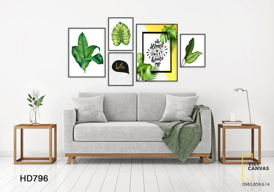 Bộ 5 Tranh Lá Cây Nhiệt Đới - HD796