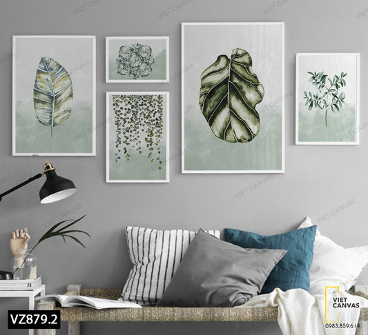 Bộ 5 Tranh Lá Cây Trẻ Trung - VZ879.2