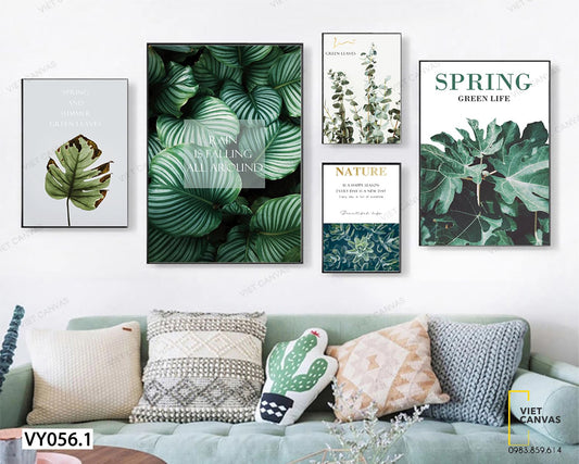 Bộ 5 Tranh Lá Cây Tươi Xanh - VY056.1