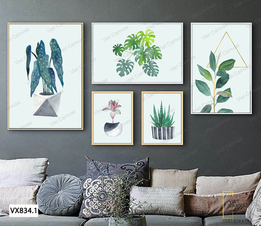 Bộ 5 Tranh Lá Cây Xanh - VX834.1