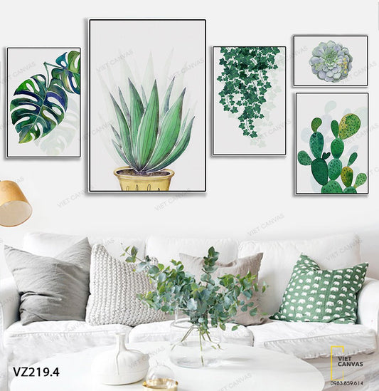 Bộ 5 Tranh Lá Cây Và Xương Rồng - VZ219.4