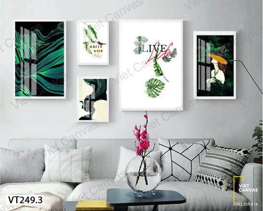 Bộ 5 Tranh Cô Gái Và Lá Cây - VT249.3