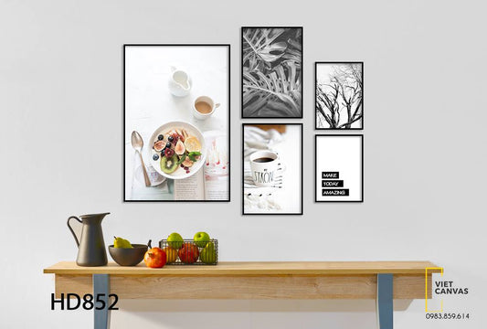 Bộ 5 Tranh Cây Khô, Lá Cây, Quotes Và Món Ăn Ngon Miệng - HD852