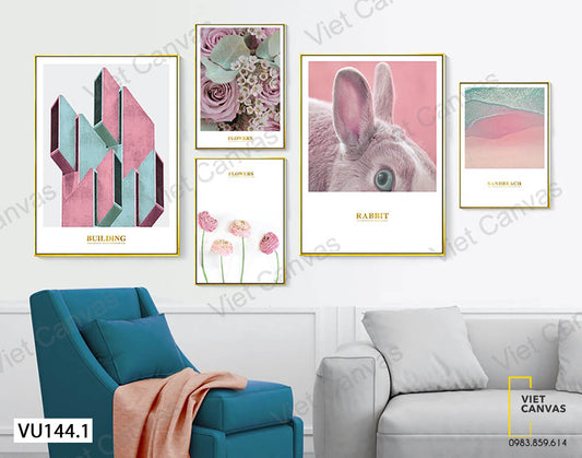 Bộ 5 Tranh Hoa Nở, Chú Thỏ Và Bờ Biển - VU144.1