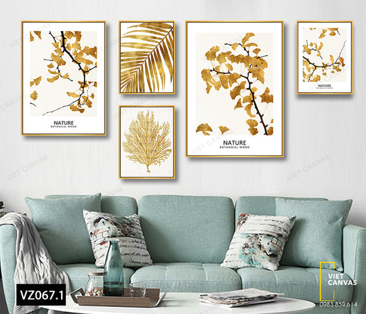 Bộ 5 Tranh Lá Vàng Ấn Tượng - VZ067.1
