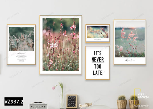 Bộ 5 Tranh Vườn Hoa Và Quotes - VZ937.2