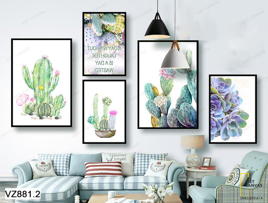 Bộ 5 Tranh Những Bông Hoa Xương Rồng Và Sen Đá - VZ881.2