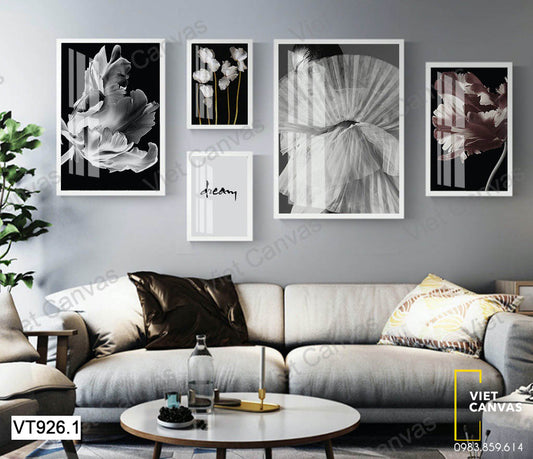 Bộ 5 Tranh Cô Gái Và Cánh Hoa Trắng - VT926.2