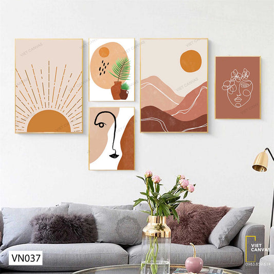 Bộ 5 Tranh Phong Cảnh Tối Giản - VN037