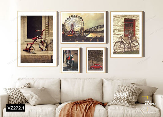 Bộ 5 Tranh Phương Tiện Cổ Điển - VZ272.1