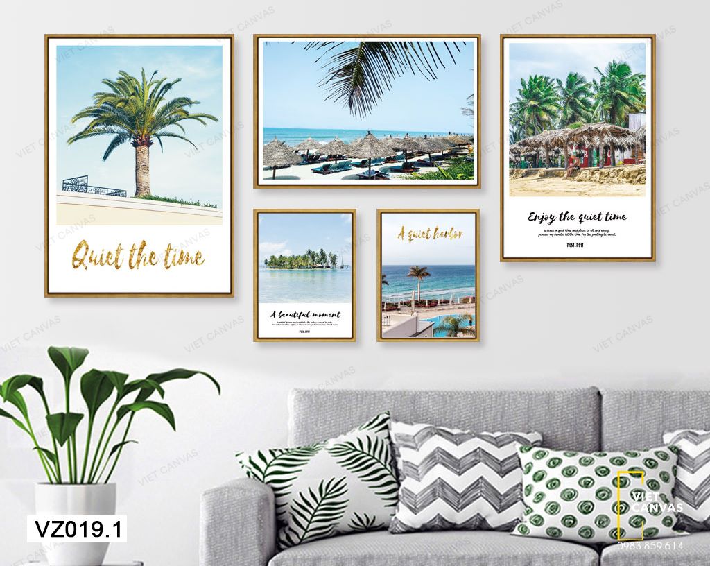 Bộ 5 Tranh Cây Cối Và Bầu Trời Xanh - VZ019.1