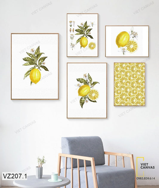 Bộ 5 Tranh Sắc Vàng Của Chanh - VZ207.1