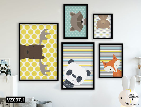 Bộ 5 Tranh Động Vật Đáng Yêu - VZ097.1