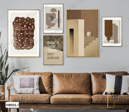Bộ 5 Tranh Tông Màu Nâu - VW055.1