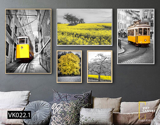 Bộ 5 Tranh Xe Lửa Và Cây Cối - VK022.1