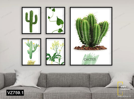 Bộ 5 Tranh Xương Rồng Và Hoa Cải Vàng - VZ759.1