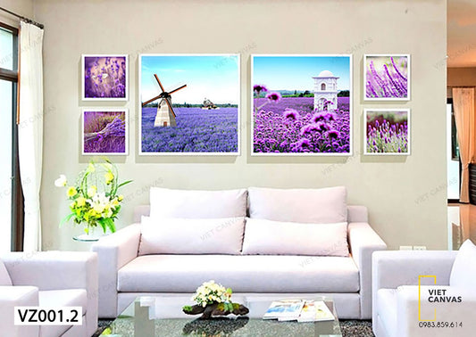 Bộ 6 Tranh Cánh Đồng Hoa Lavender - VZ001.2