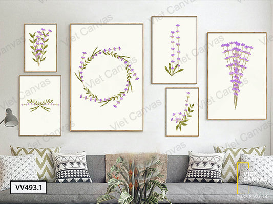 Bộ 6 Tranh Nhành Hoa Tím - VV493.1