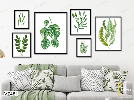 Bộ 6 Tranh Lá Cây Màu Diệp Lục - VZ481