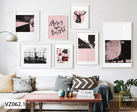 Bộ 7 Tranh Hươu, Cầu, Đường Và Quotes - VZ062.1