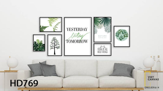 Bộ 7 Tranh Lá Cây Xanh Thiên Nhiên  Và Quotes - HD769